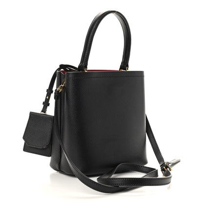 Prada Saffiano Cuir Small Panier Bucket Bag Black Fuoco 3 of 10