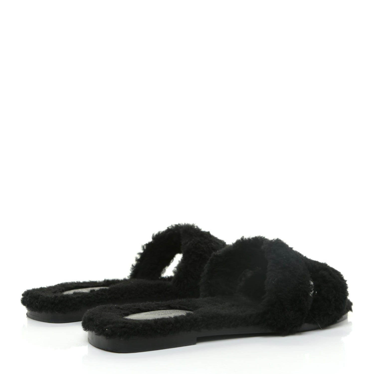 Hermes Woolskin Oran Sandals 38 Black 3 of 14