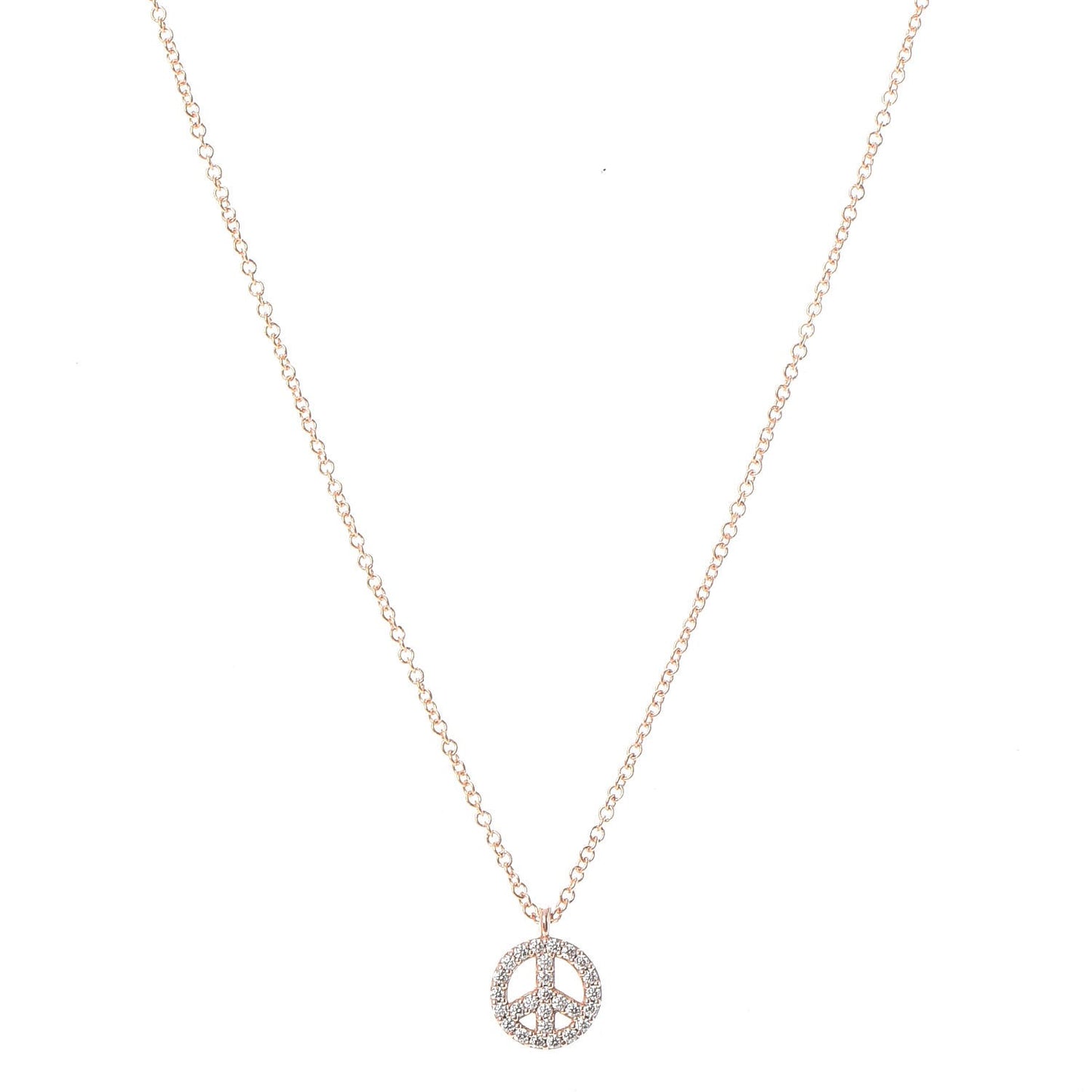 18K Rose Gold Diamond Mini Metro Peace Pendant Necklace
