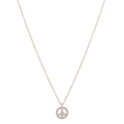 Tiffany 18K Rose Gold Diamond Mini Metro Peace Pendant Necklace 1 of 7