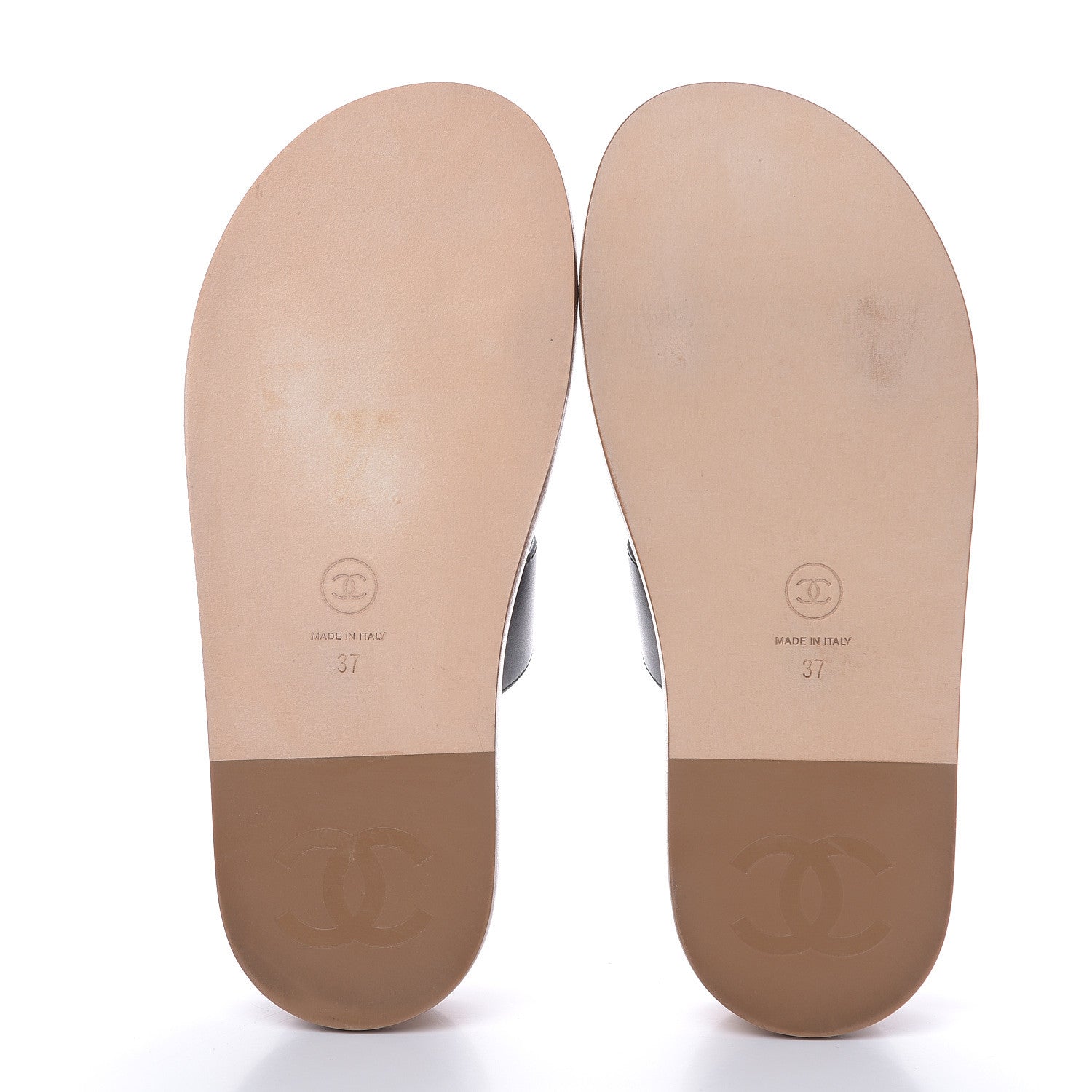 Chanel Calfskin Wood Buckle Sandals 37 Black 5 of 10