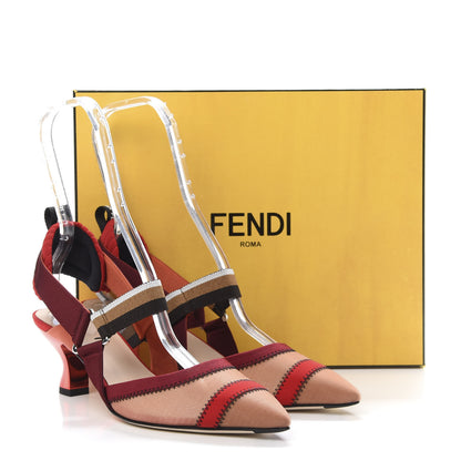 Fendi Technical Mesh Colibri 55mm Slingback Pumps 39.5 Fragola Mou Fango Ruggine 9 of 9