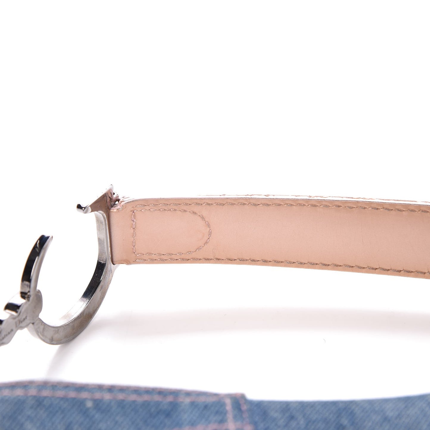 Patent Denim Jeans Saddle Bag Blue Pink