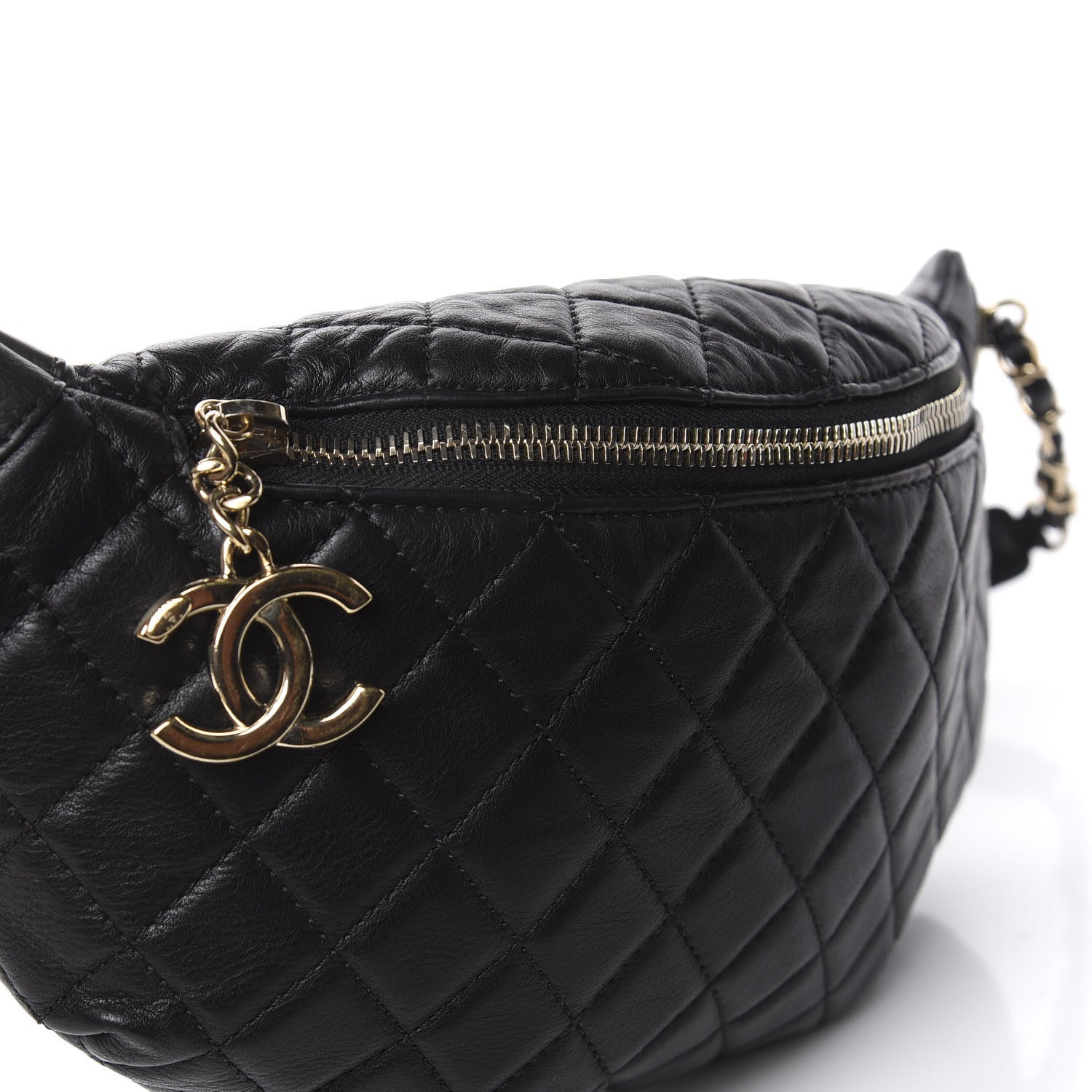 Chanel Lambskin Quilted Banane Waist Bag Fanny Pack Black 8 of 8