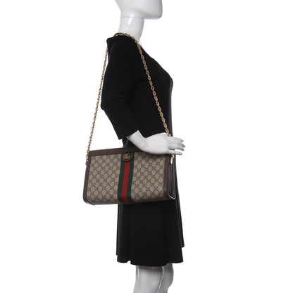 Gucci GG Supreme Monogram Web Medium Ophidia Chain Shoulder Bag Brown 2 of 10
