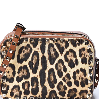 Valentino Garavani Nappa Canvas Leopard Print Rockstud Camera Crossbody Bag Brown 6 of 8
