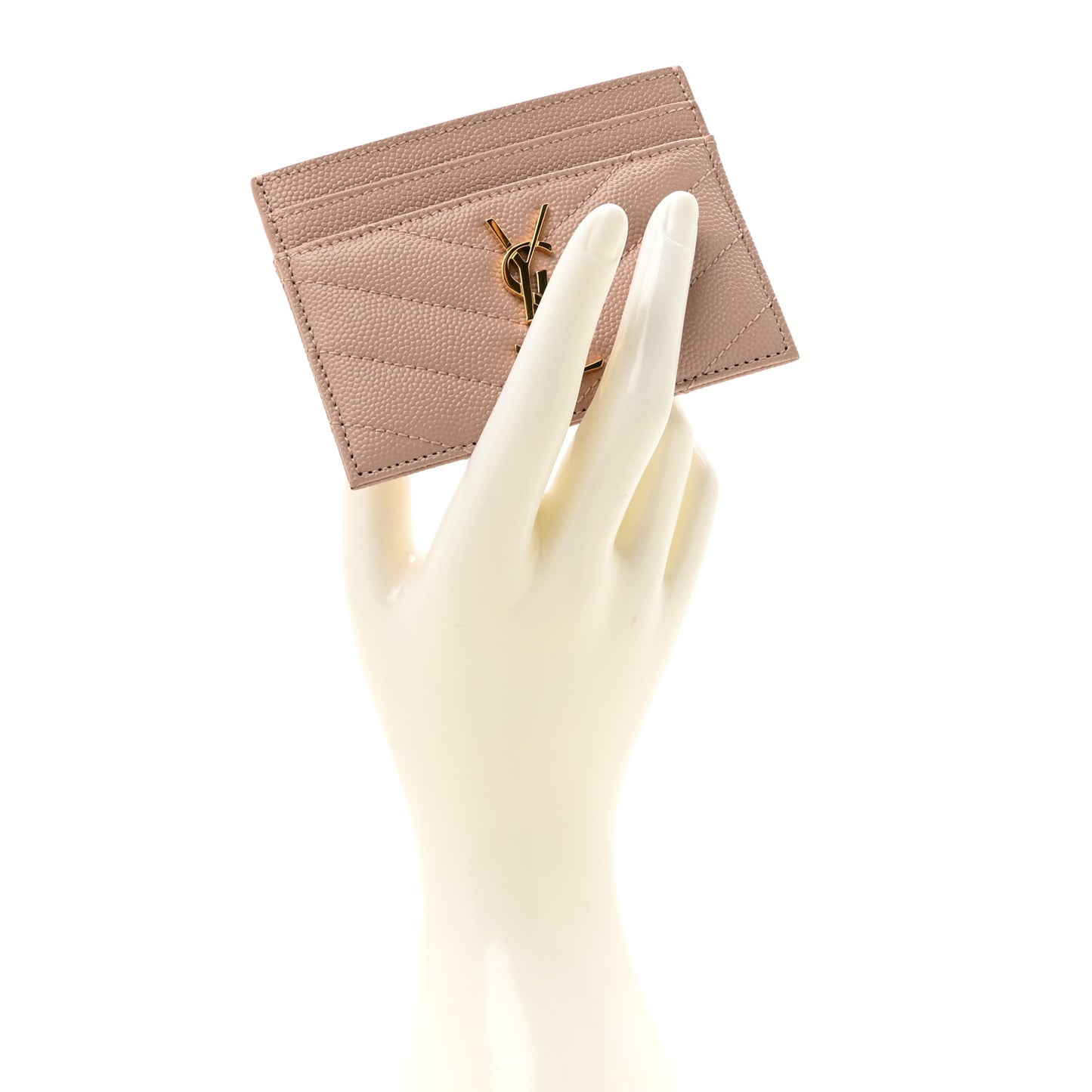 Grain De Poudre Matelasse Chevron Monogram Credit Card Case Pale Pink