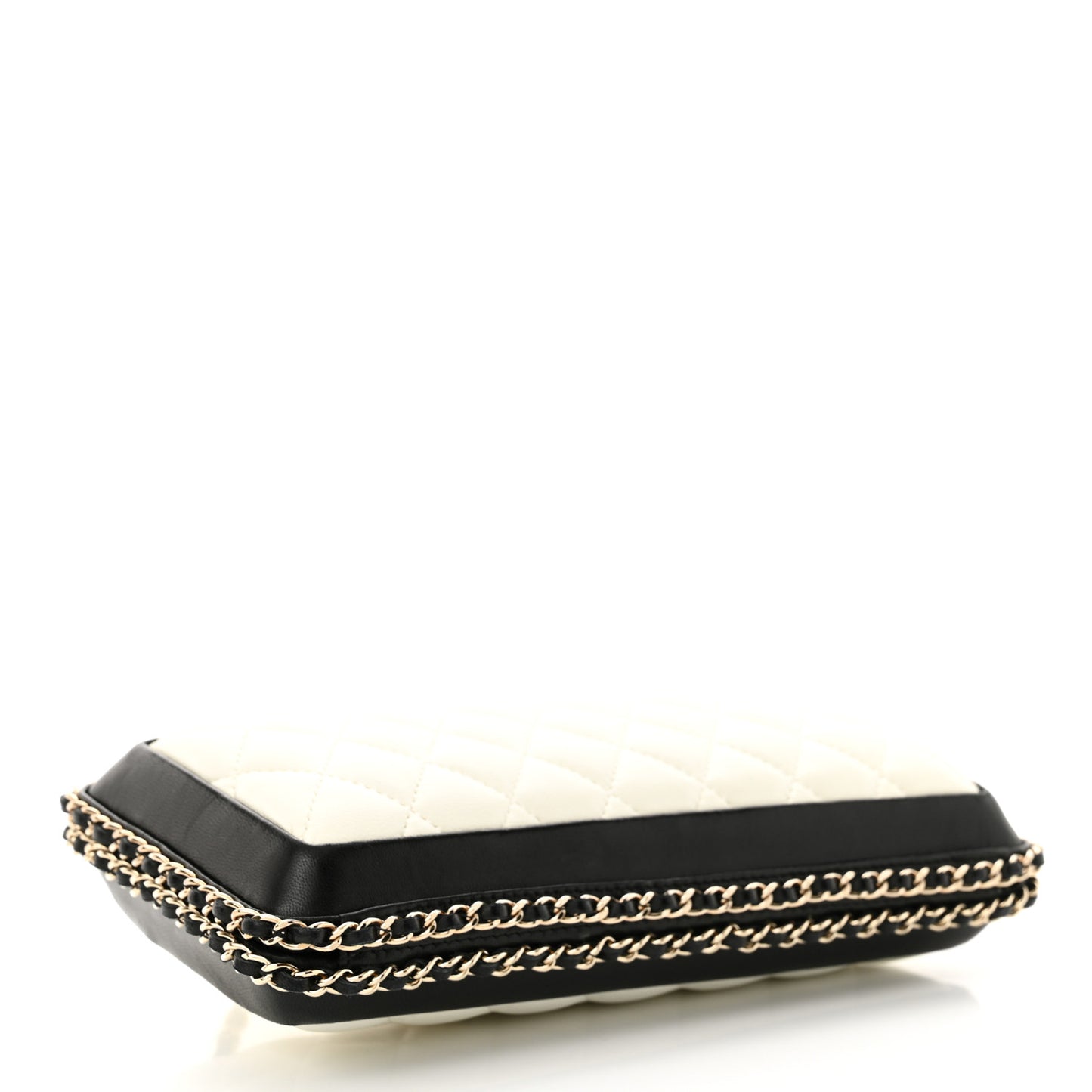Lambskin Quilted Chain Around White Black