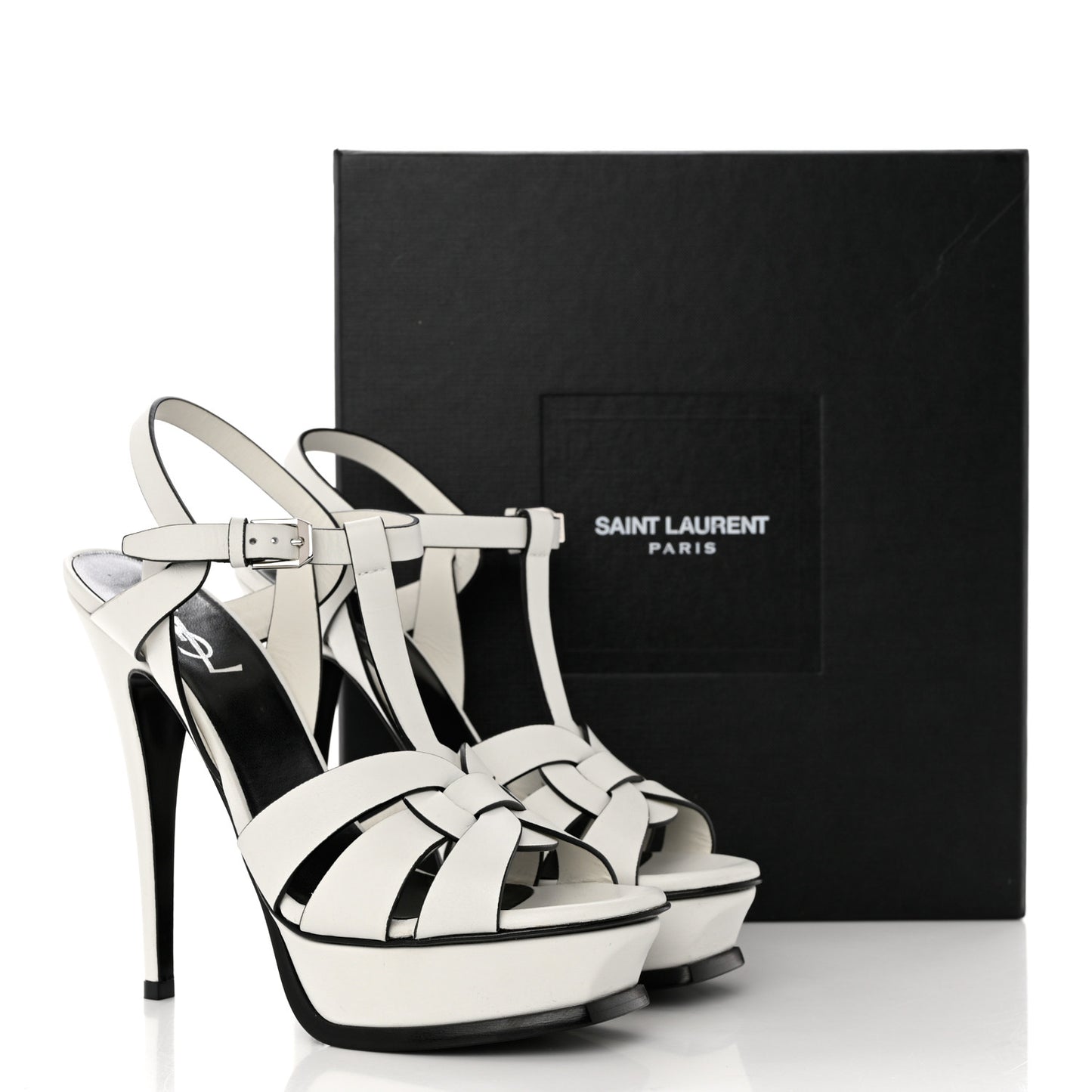 Calfskin Tribute 105 Platform Sandals 38 White Black