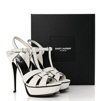 Saint Laurent Calfskin Tribute 105 Platform Sandals 38 White Black 11 of 11