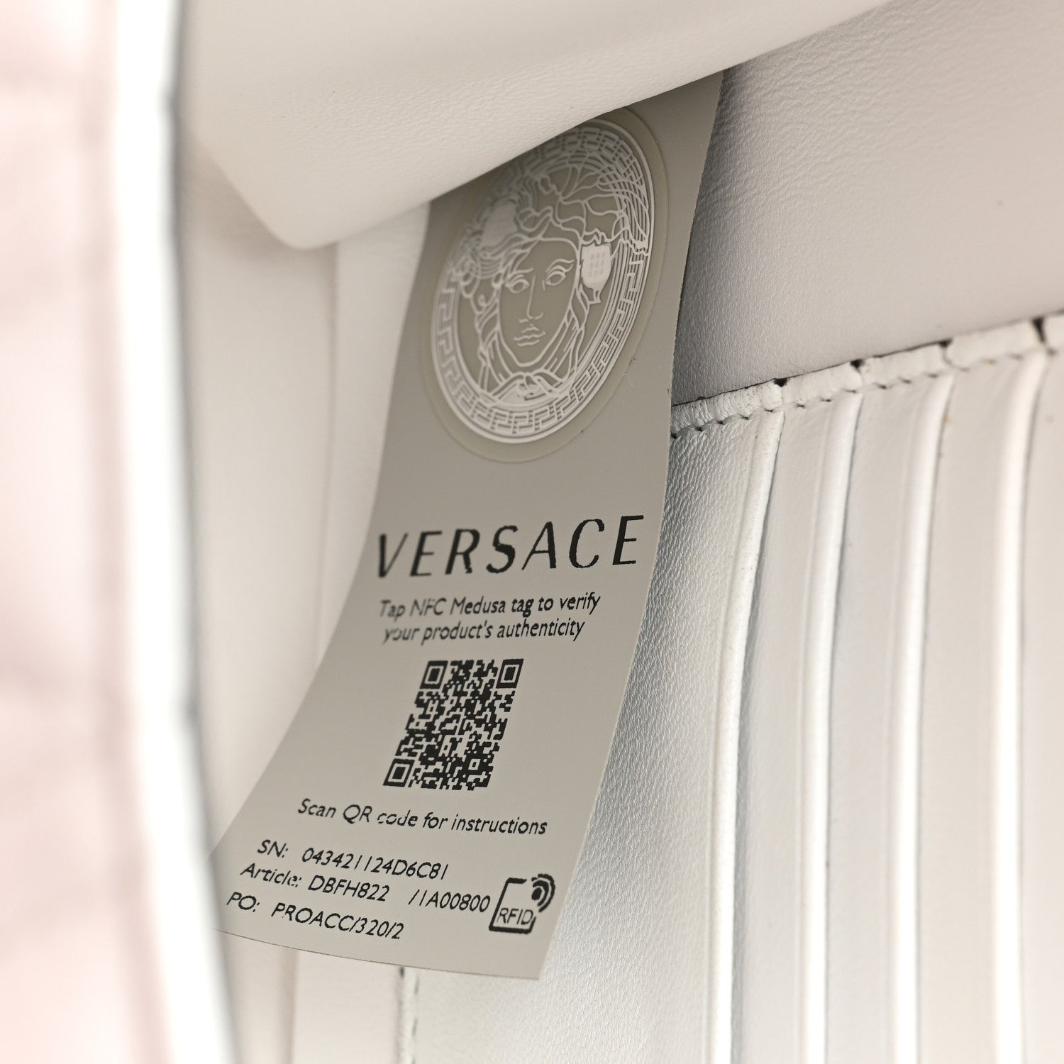 Versace Nappa Quilted Studded Virtus Shoulder Bag White 7 of 12