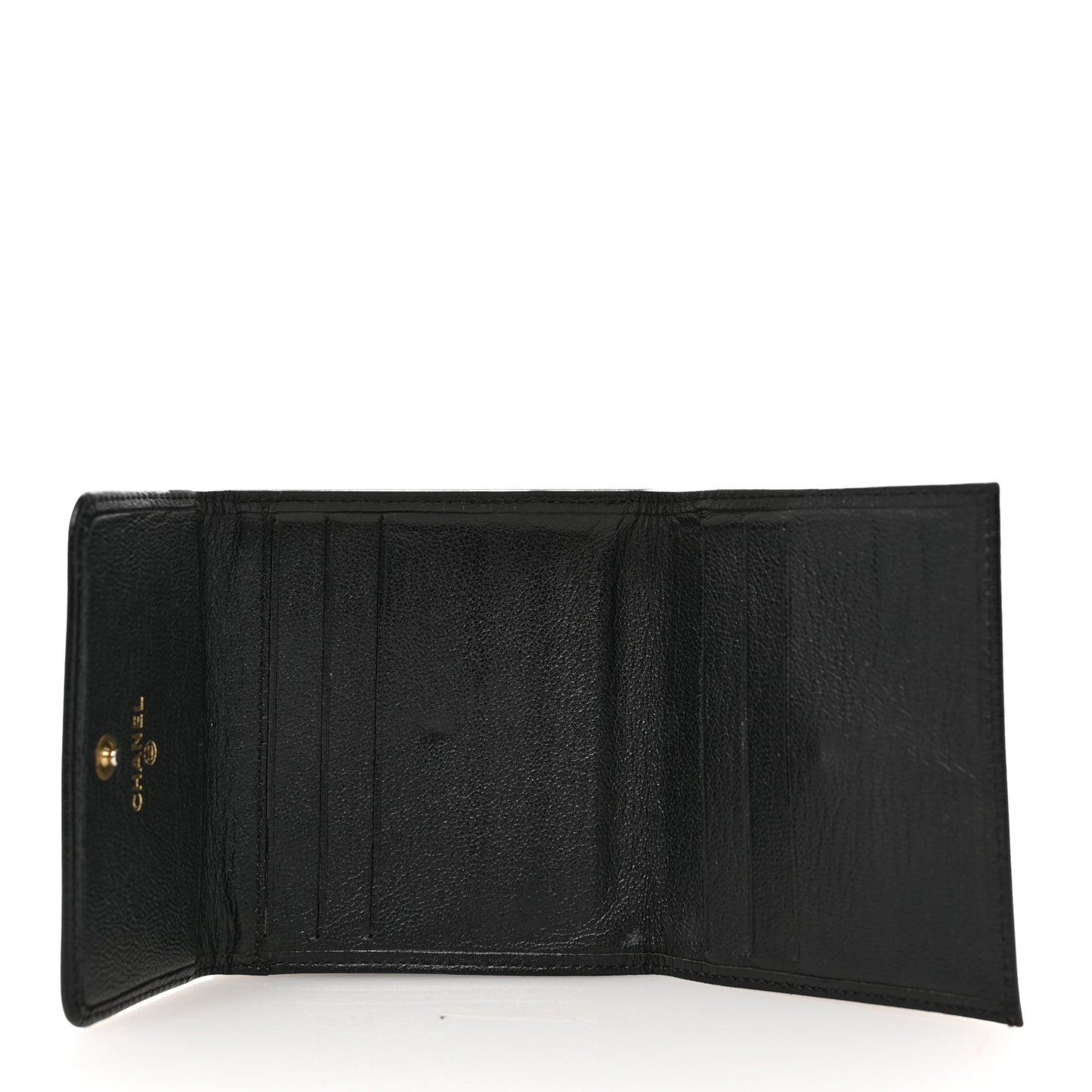 Goatskin Compact CC Flap Wallet Black