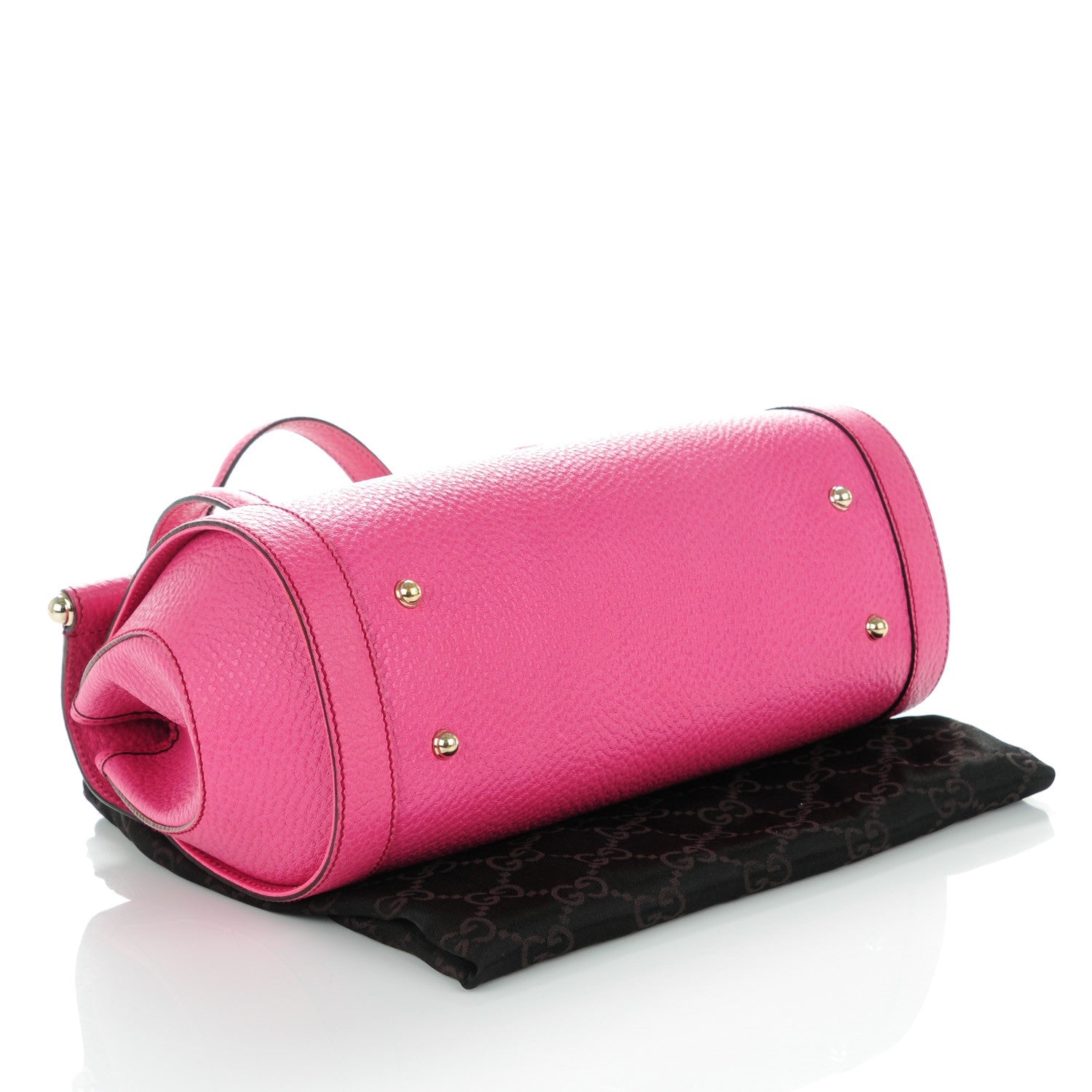 Gucci Calfskin Bamboo Bullet Satchel Pink 4 of 8