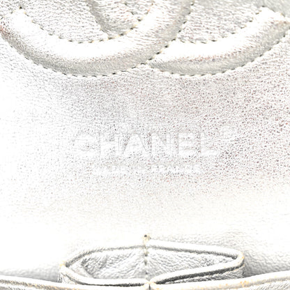 Chanel Metallic Lambskin Quilted Medium Double Flap Silver 6 of 10