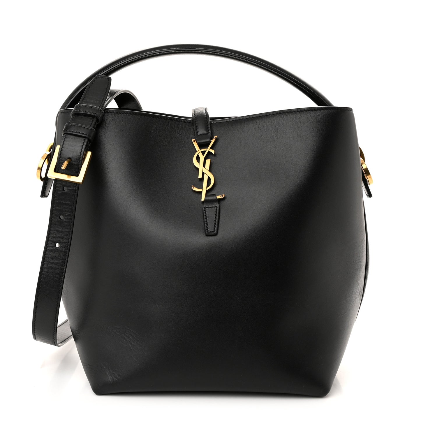 Shiny Calfskin Le 37 Bucket Bag Black
