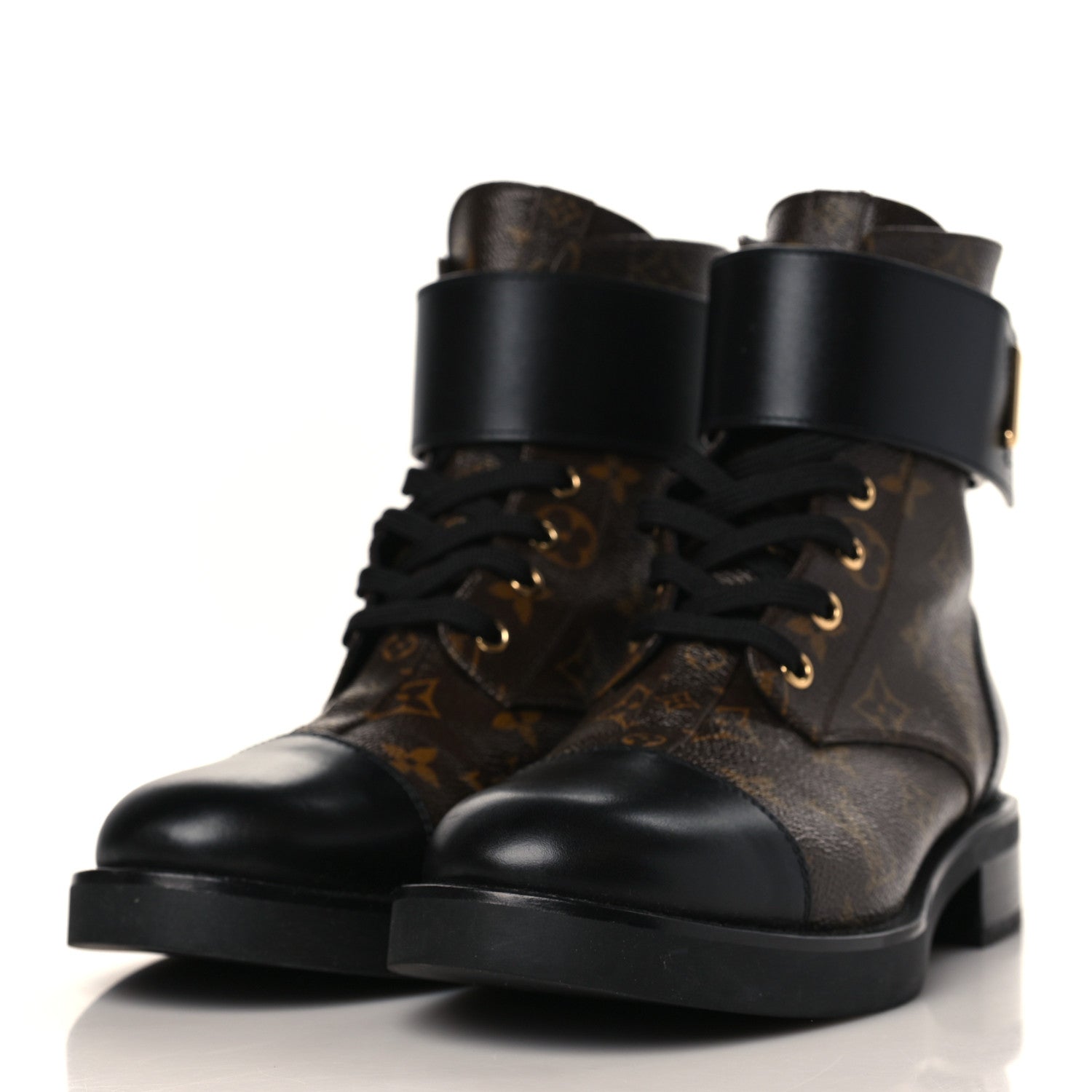Louis Vuitton Calfskin Monogram Wonderland Flat Ranger Boots 39 Black 3 of 9