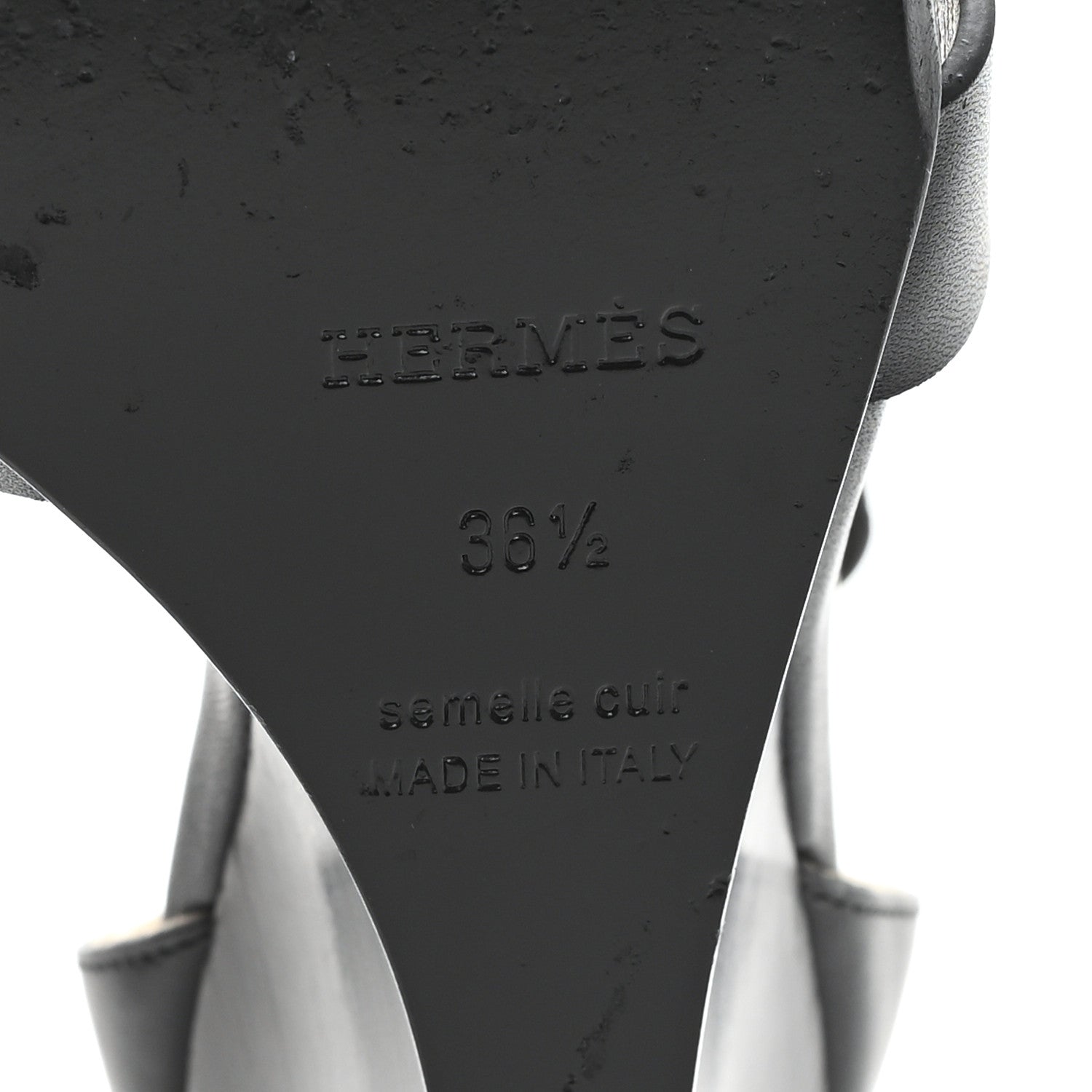 Hermes Calfskin Legend Wedge Sandals 36.5 Black 7 of 10
