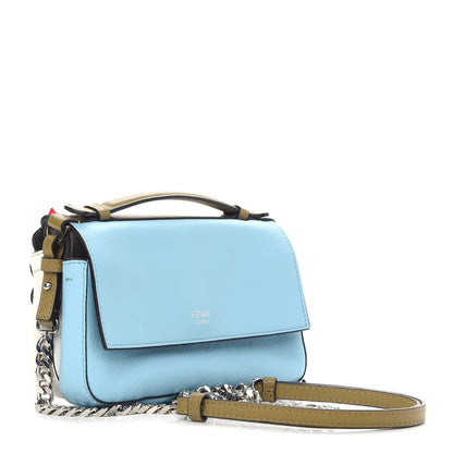 Fendi Vitello Dolce Flowers and Bows Bi-Color Scalloped Micro Double Baguette White Turchese Pallido Multicolor 3 of 8