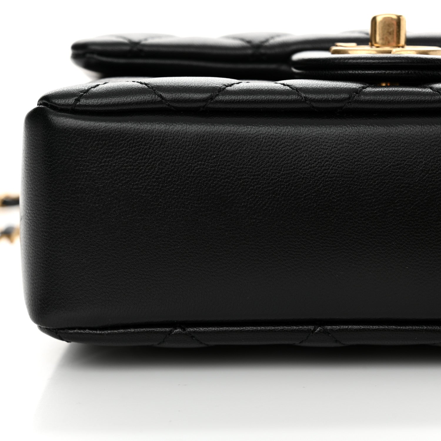Chanel Shiny Lambskin Quilted Pearl Twist Mini Square Flap Black 12 of 13