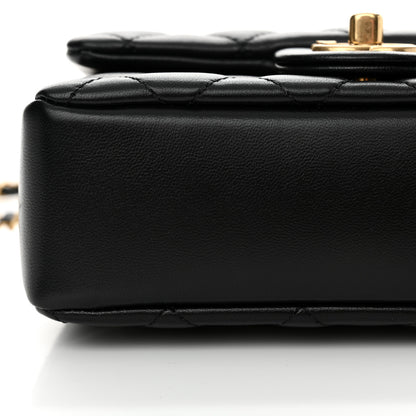 Chanel Shiny Lambskin Quilted Pearl Twist Mini Square Flap Black 12 of 13