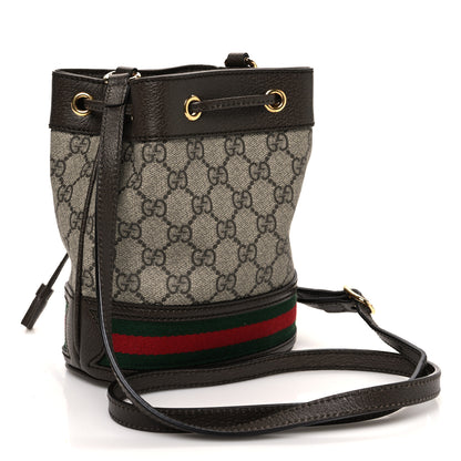 Gucci GG Supreme Monogram Web Mini Ophidia Bucket Bag Brown 3 of 10