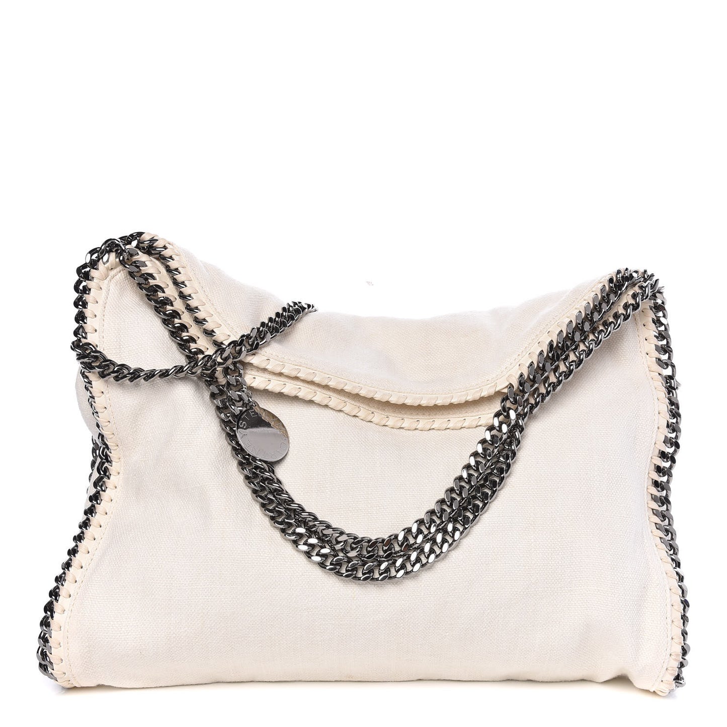 Linen Falabella Fold Over Tote Pure White