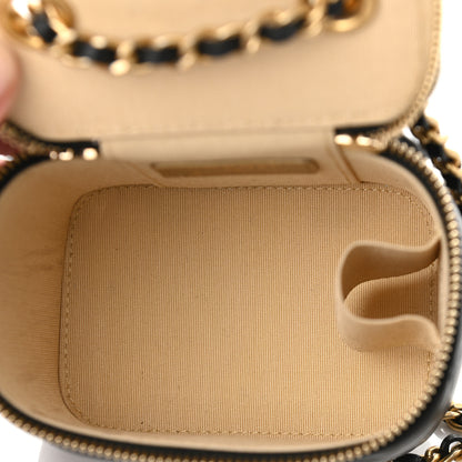 Chanel Lambskin Quilted Mini Pearl Crush Vanity Case With Chain Black 5 of 11