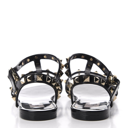 Valentino Garavani PVC Jelly Rockstud Caged Sandals 35 Black 5 of 7