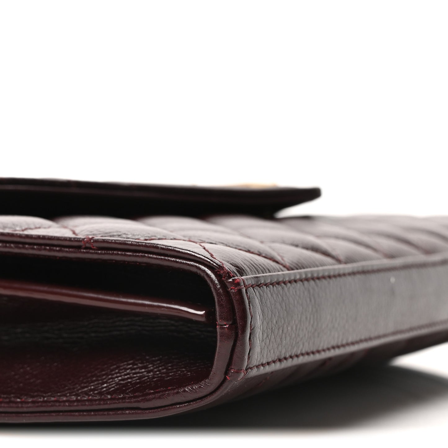 Grained Calfskin Mixed Matelasse Triquilt Monogram Chain Wallet Lava Falls