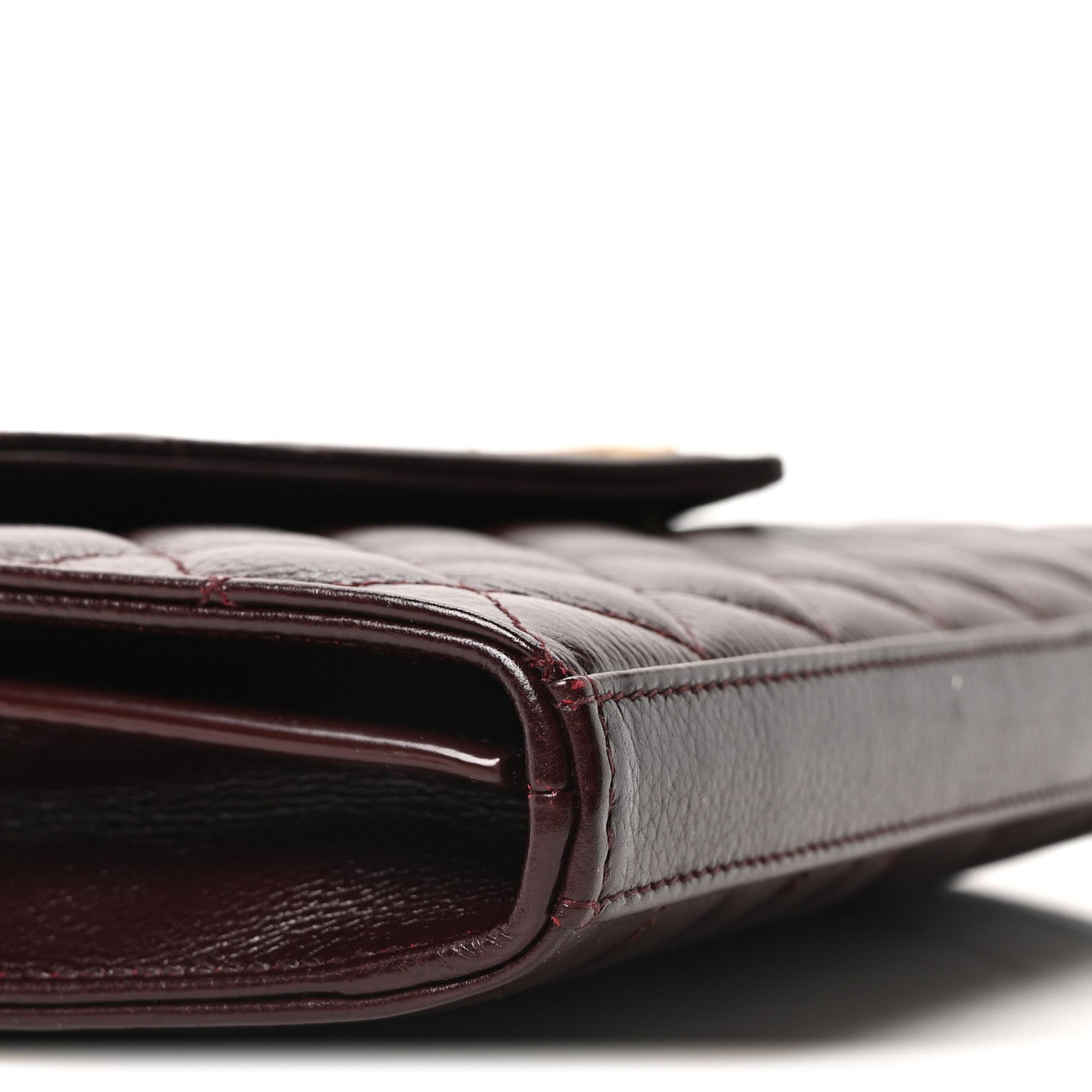 Saint Laurent Grained Calfskin Mixed Matelasse Triquilt Monogram Chain Wallet Lava Falls 14 of 17