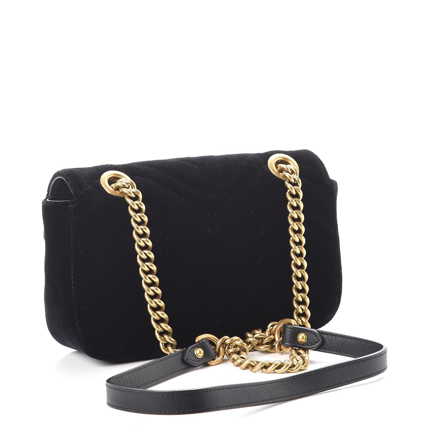 Gucci Velvet Matelasse Mini GG Marmont Shoulder Bag Black 3 of 9