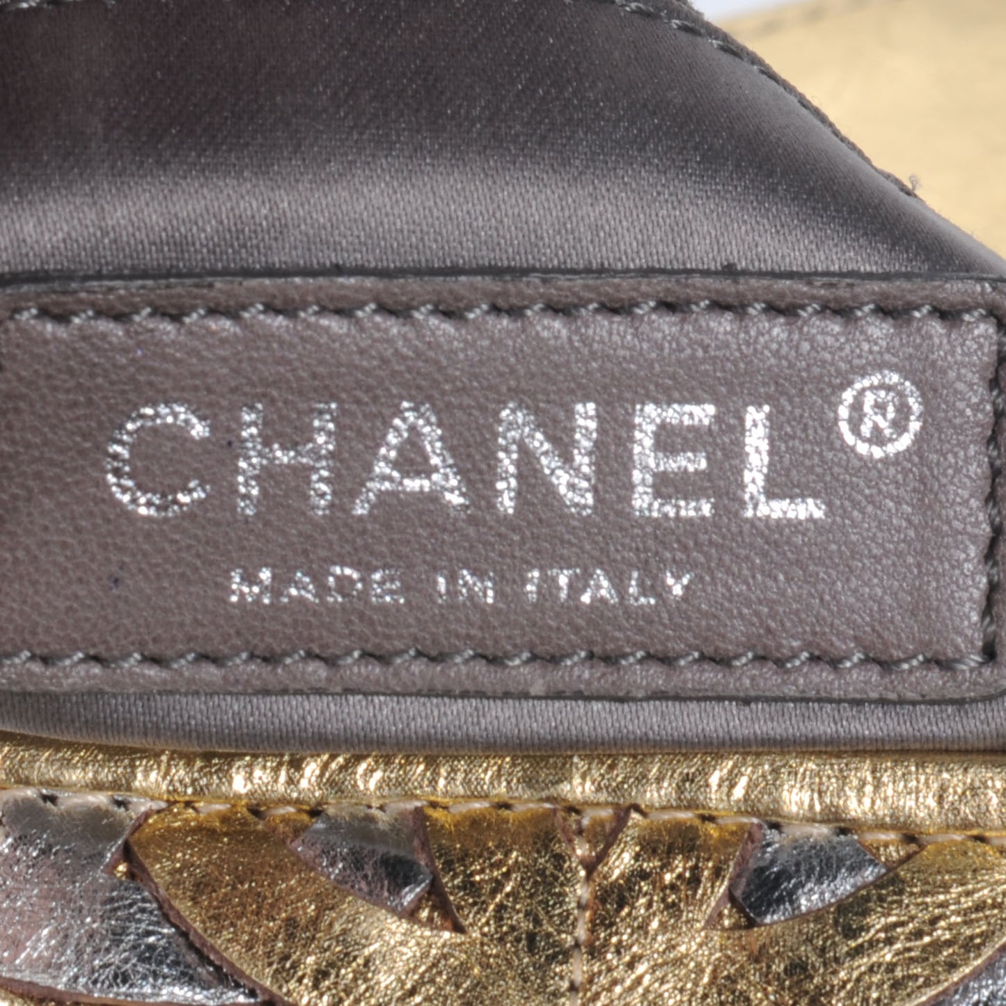 Calfskin Crackled CC Mix Medium Flap Gold Silver