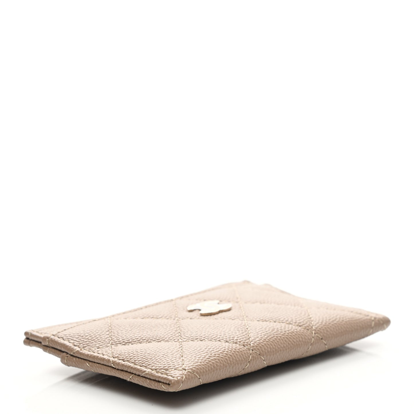 Caviar Quilted Card Holder Dark Beige