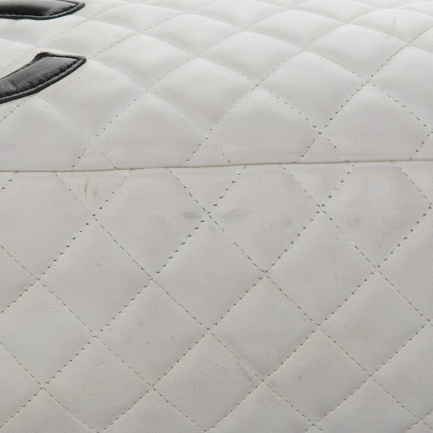 Calfskin Quilted Large Cambon Bowler White Black