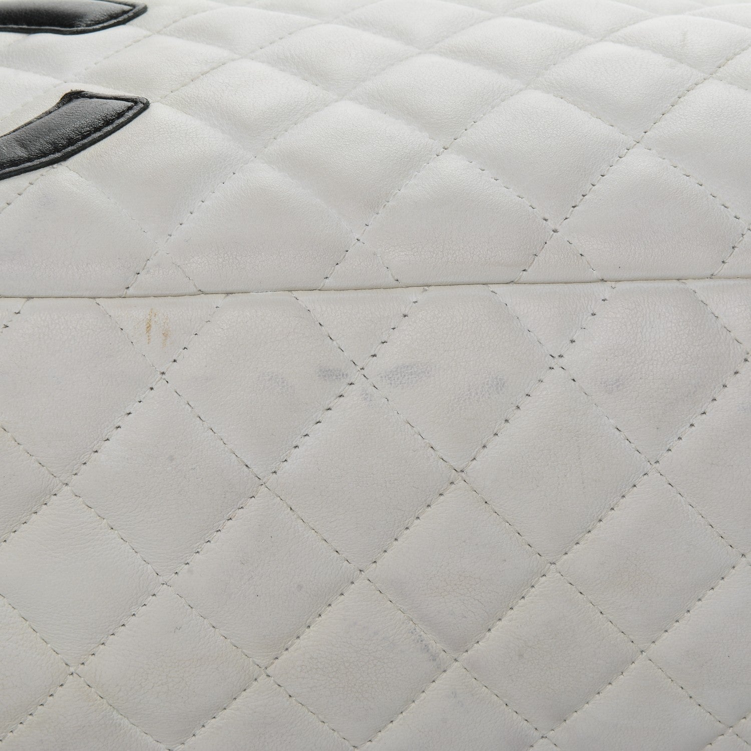 Chanel Calfskin Quilted Large Cambon Bowler White Black 10 of 19