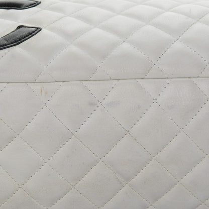 Chanel Calfskin Quilted Large Cambon Bowler White Black 10 of 19