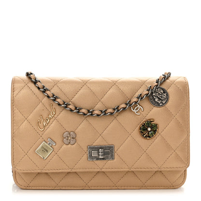 Chanel Aged Calfskin Lucky Charms Casino 2.55 Reissue Wallet on Chain WOC Beige 1 of 13