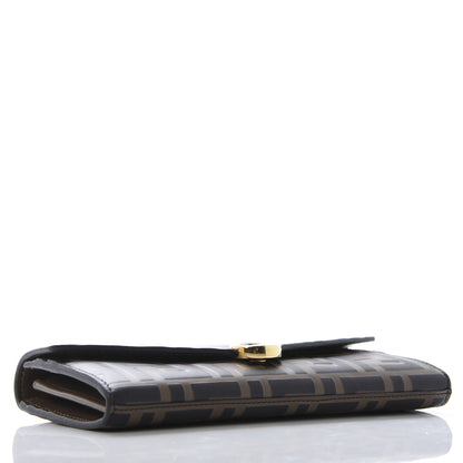 Fendi Vitello Soft F is Fendi Bi-Color FF 1974 Embossed Continental Envelope Wallet Maya Black 4 of 11
