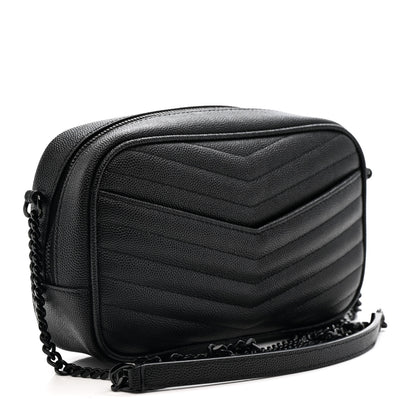 Saint Laurent Grain De Poudre Matelasse Monochrome Monogram Mini Lou Camera Bag Black 3 of 11