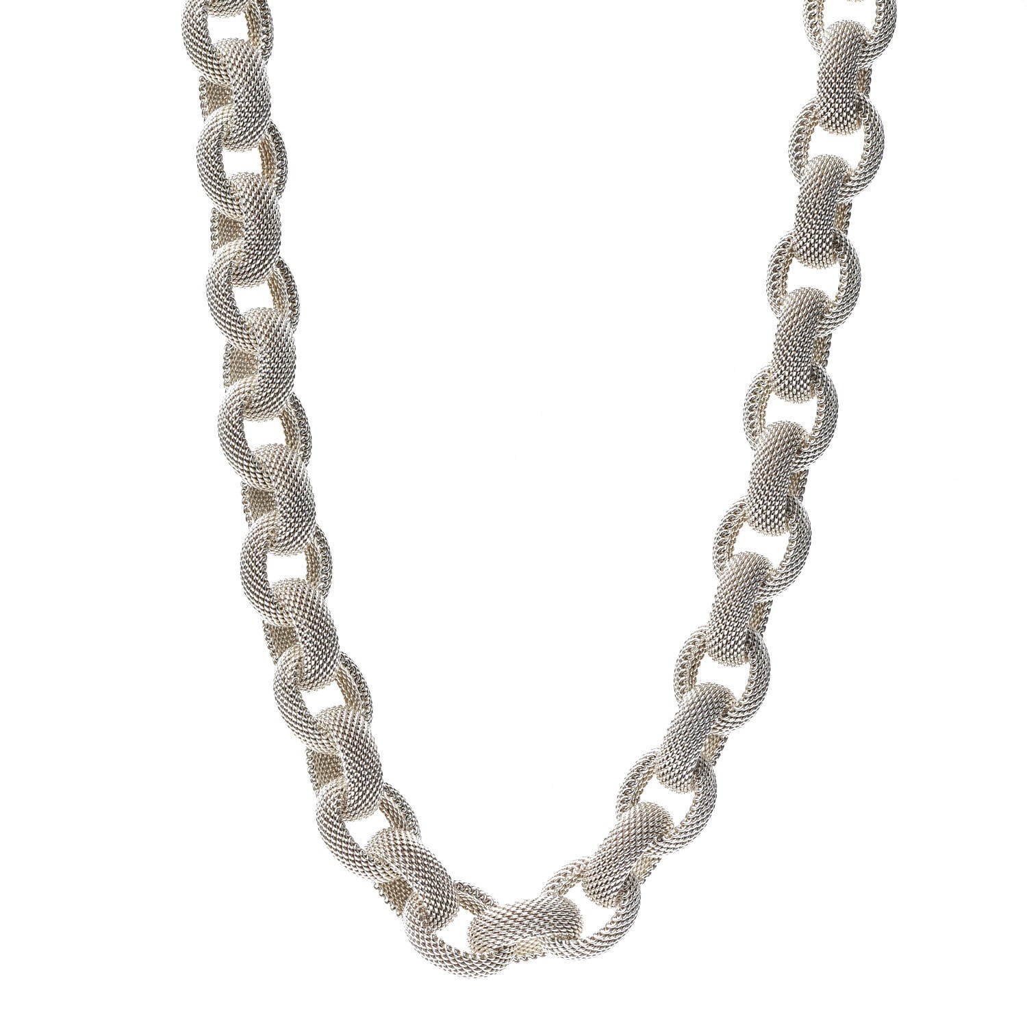 Tiffany Sterling Silver Somerset Mesh Link Necklace 1 of 4