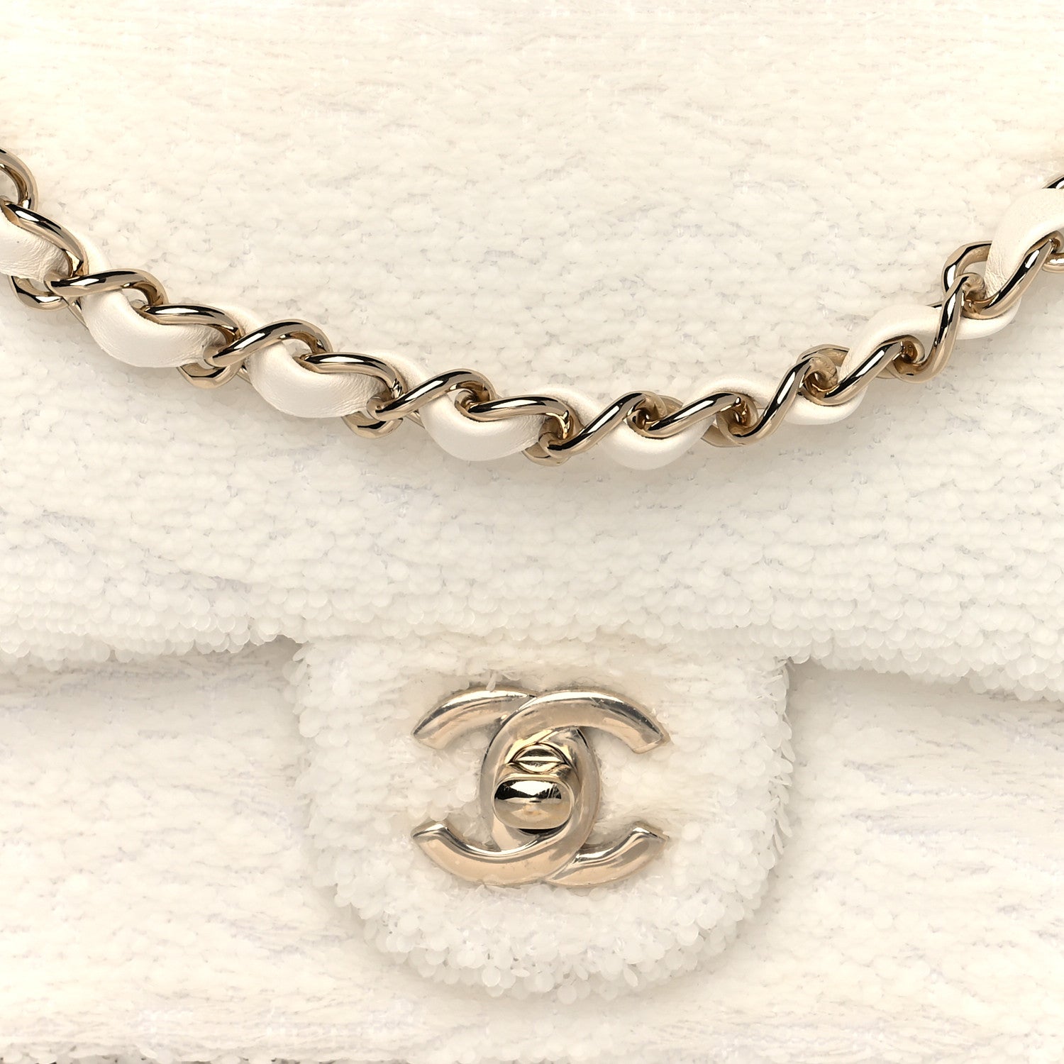 Chanel Sequin Mini Rectangular Flap White 8 of 10