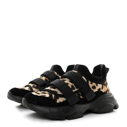 Christian Dior Technical Fabric Nylon Leopard Print Womens D-Wander Sneakers Black 3 of 9