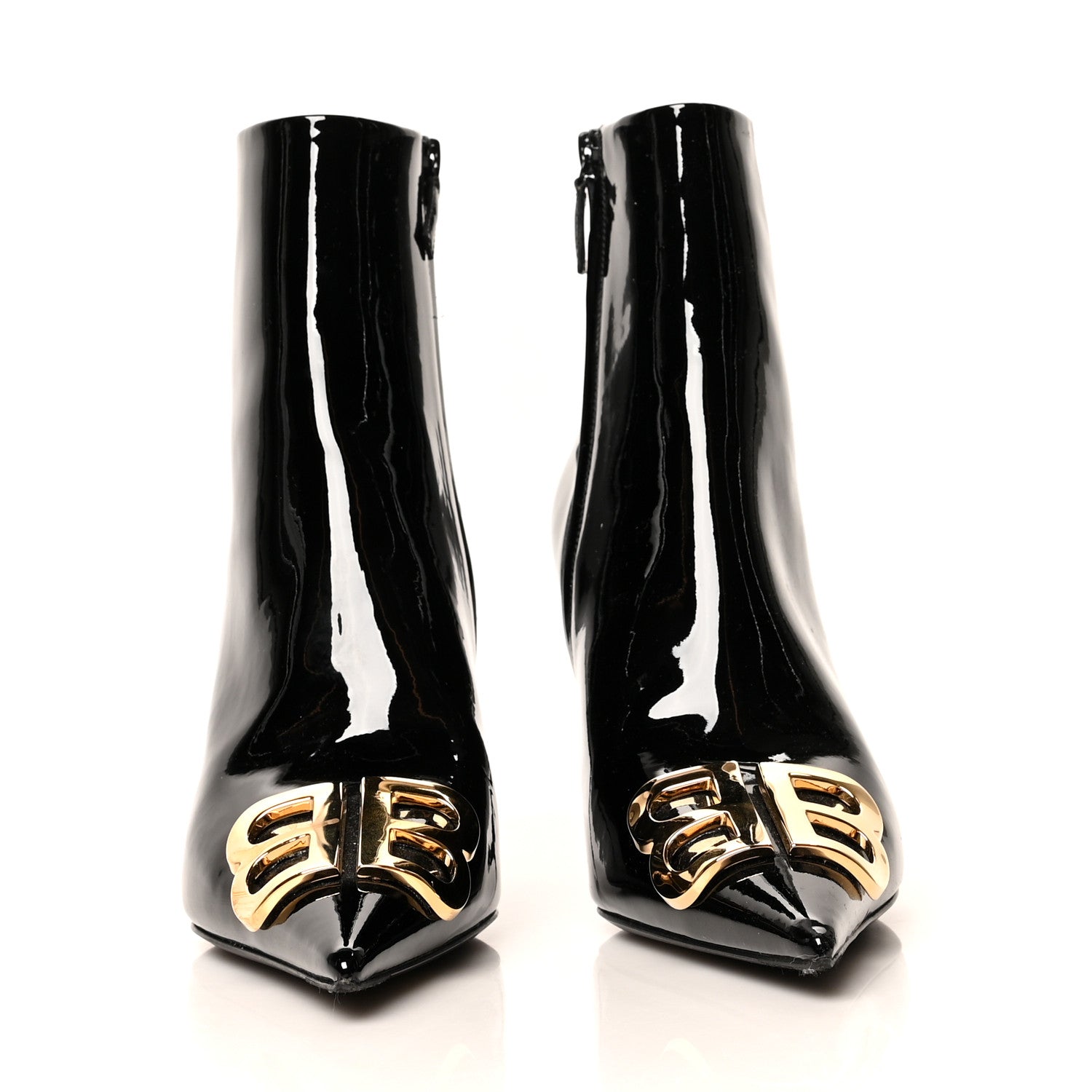 Balenciaga Patent BB Pointy Toe Ankle Booties 39 Black 2 of 8
