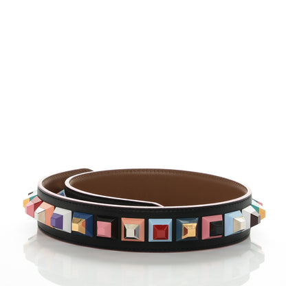 Fendi Vitello Dolce Plexiglass Bi-Color Studded Strap You Black Brownie Multicolor 3 of 4