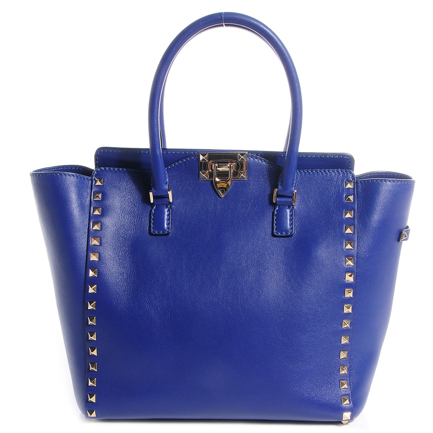 Valentino Garavani Vitello Rockstud Double Handle Tote Blue China 1 of 11