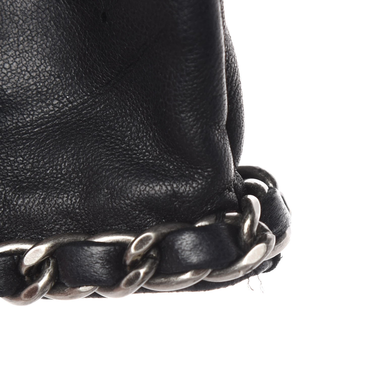 Chanel Lambskin Fingerless Chain CC Gloves 7.5 Black 4 of 7