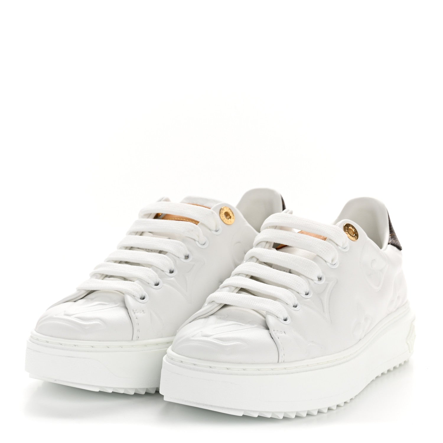 Louis Vuitton Lambskin Embossed Monogram Time Out Sneakers 36 White 7 of 20