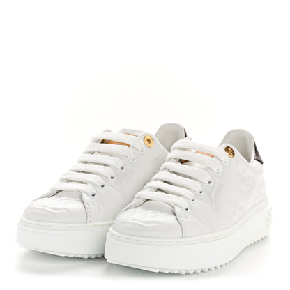 Louis Vuitton Lambskin Embossed Monogram Time Out Sneakers 36 White 7 of 20