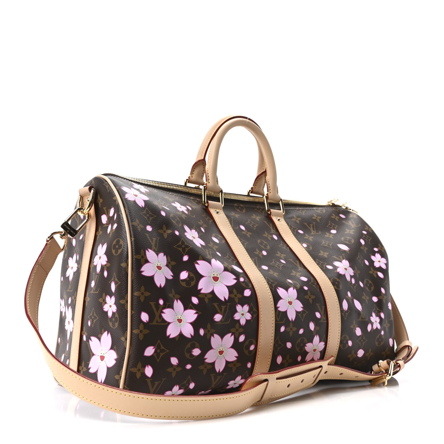LV X TM Monogram Cherry Blossom Keepall Bandouliere 45 Sakura Brown