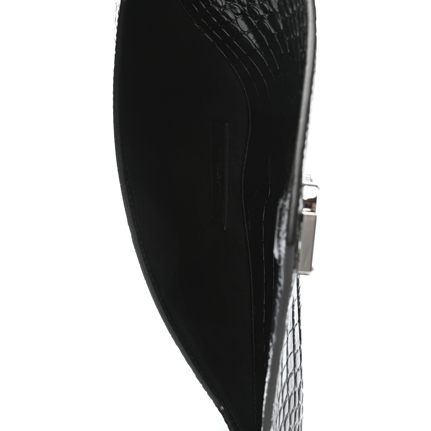 Calfskin Crocodile Embossed Uptown Monogram Clutch Black